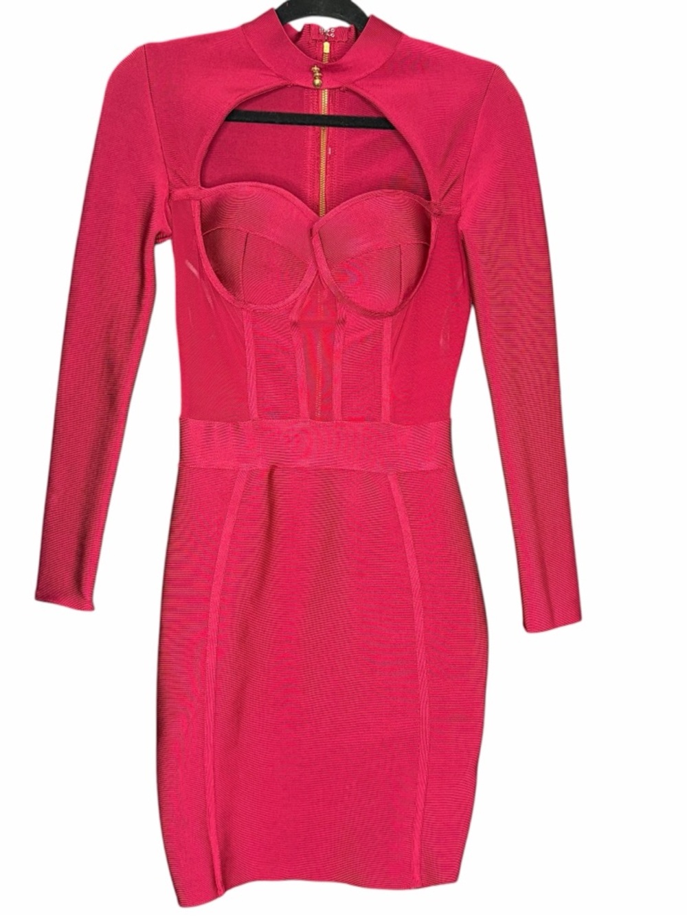 Miss circle Burgundy Long-Sleeve Cutout Bodycon Dress Size M - Picture 6 of 13